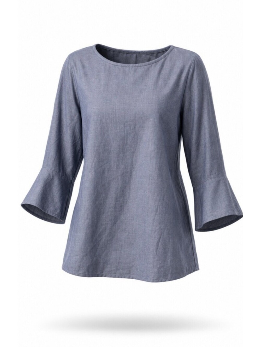 ANN TAYLOR Factory NWOT Women’s Bell Sleeve Popover in Chambray Blue-Size Small